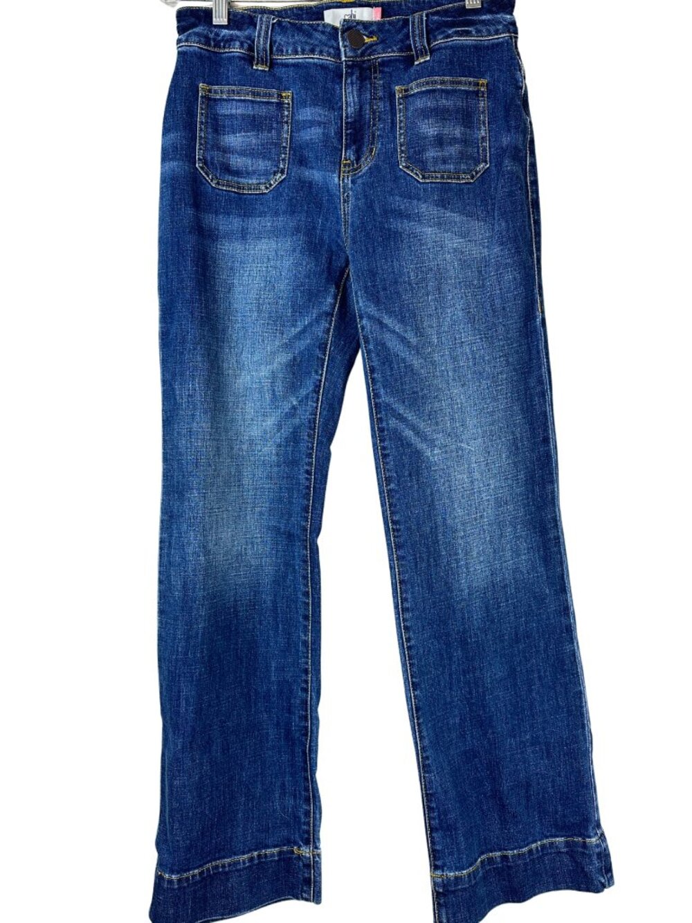 Cabi Higher-Straight Patch Pocket Jeans Blue Denim Size 4 Style 4151R